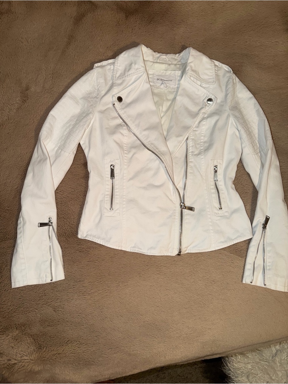 BCBGeneration White Asymmetrical Moto Jacket